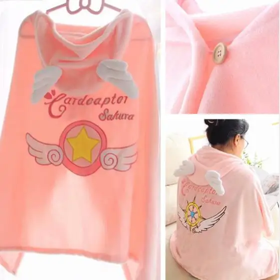 Cute Japanese Anime Card Captor Sakura Figure girl Shawl Hooded plush Cloak cardcaptot sakura