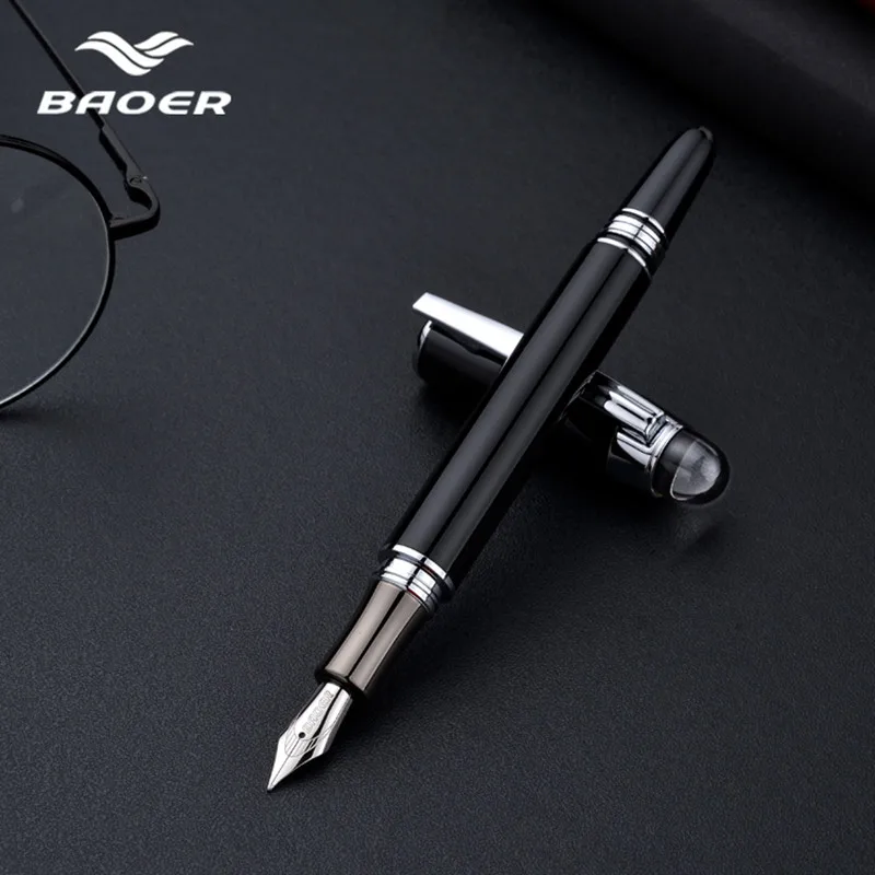 Baoer79 Fountain Pen Luxury Black Ink Pens Piano Paint Gifts Nib pen