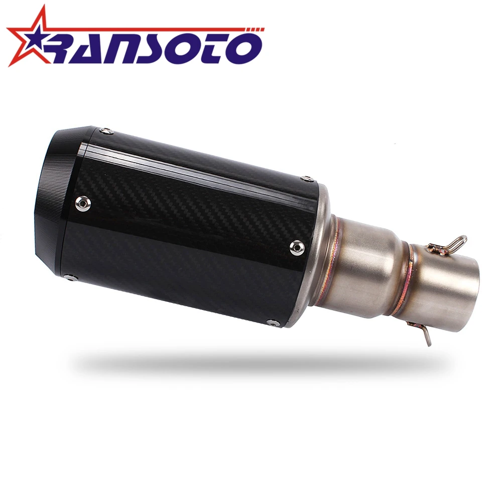 

RANSOTO Motorcycle scooter Muffler tube performance modified carbon fiber exhaust pipe Silence