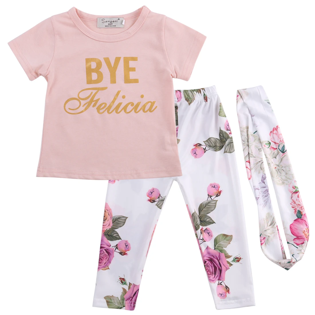 

Baby girl clothes summer newborn infant clothing Set Headband +T-shirt+ Floral Pants For 0-2 year baby present