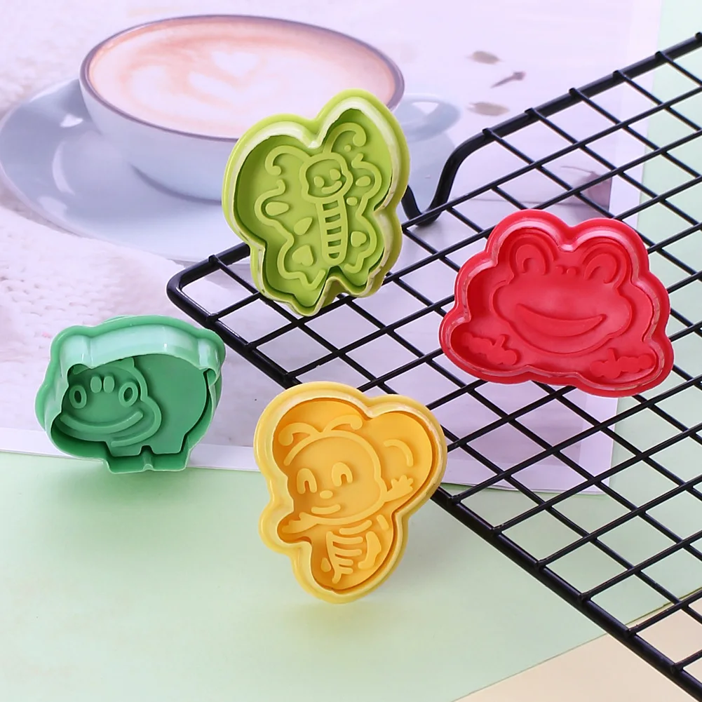 Aprince DIY Cookie Mold 4Pcs Cartoon Butterfly Frog Bee Beetle Set Insect Series 3D Three-Dimensional Baking Cake Biscuit | Дом и сад