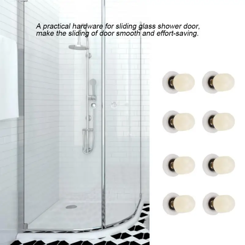 8pcs Set Shower Door Roller Sliding Brass Abs Glass