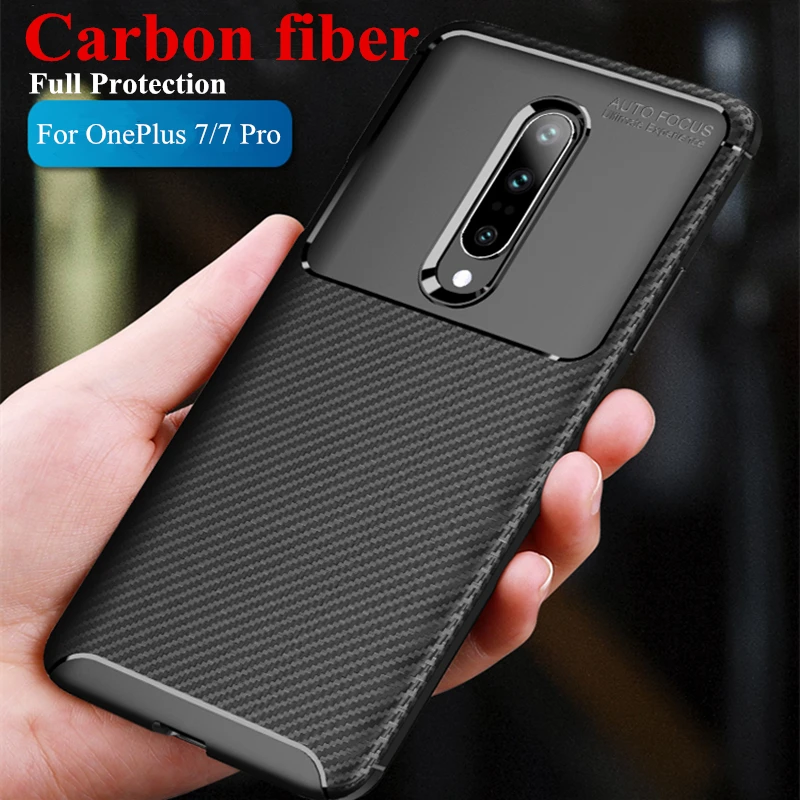 

OnePlus 6T Case OnePlus 7 Pro Cover carbon fiber Shockproof soft tpu silicon Back Cover case for One Plus 7Pro 6T 6 T Accessorie