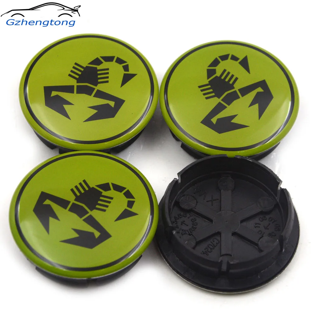

Gzhengtong 4pcs/lot 50mm (44mm) For 500 Abarth Wheel Hub Center Green Scorption Caps for Fiat Abarth Marea Multipla Punto 595