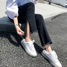 Расклешенные джинсы, женские брюки, лето, Стрейчевые джинсовые синие брюки, Капри, женские джинсы для мам, облегающие, Femme Pantalon, черные, синие