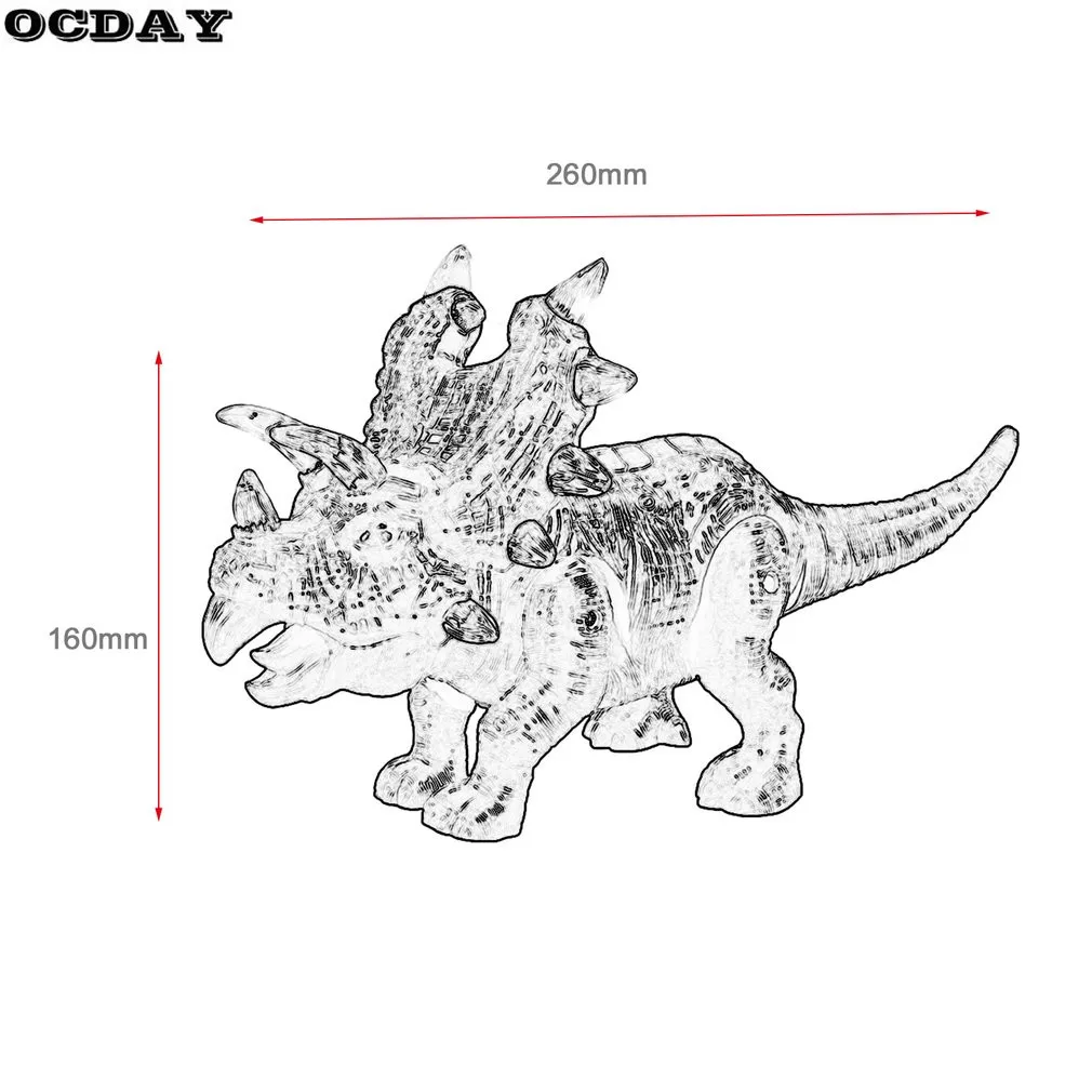 Большая игрушечная лампа динозавра звук прогулки имитированный светодиодный электронный динозавр Трицератопс игрушка подарок на день рождения для детей Рождественская игрушка