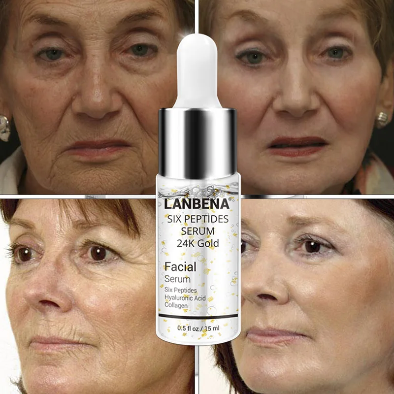 

1pcs Professional 24K Gold Facial Care Six Peptide Essence Anti-Aging Moisturizing Skin Care Whitening Brighten Liquid Eye Serum