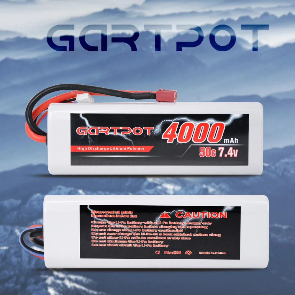 2 единицы GARTPOT Lipo батарея 4000 mAh 7,4 V RC, автомобильный аккумулятор 2 S Lipo батарея RC 50C Lipo 7,4 V с разъем типа «deans» для RC грузовика Traxxas