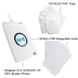 ACR122u nfc writer чтения интерфейс USB + 5 шт. NTAG213 NFC-метка + 5 шт. м ifare UID изменчива 1 К карты + бесплатная SDK