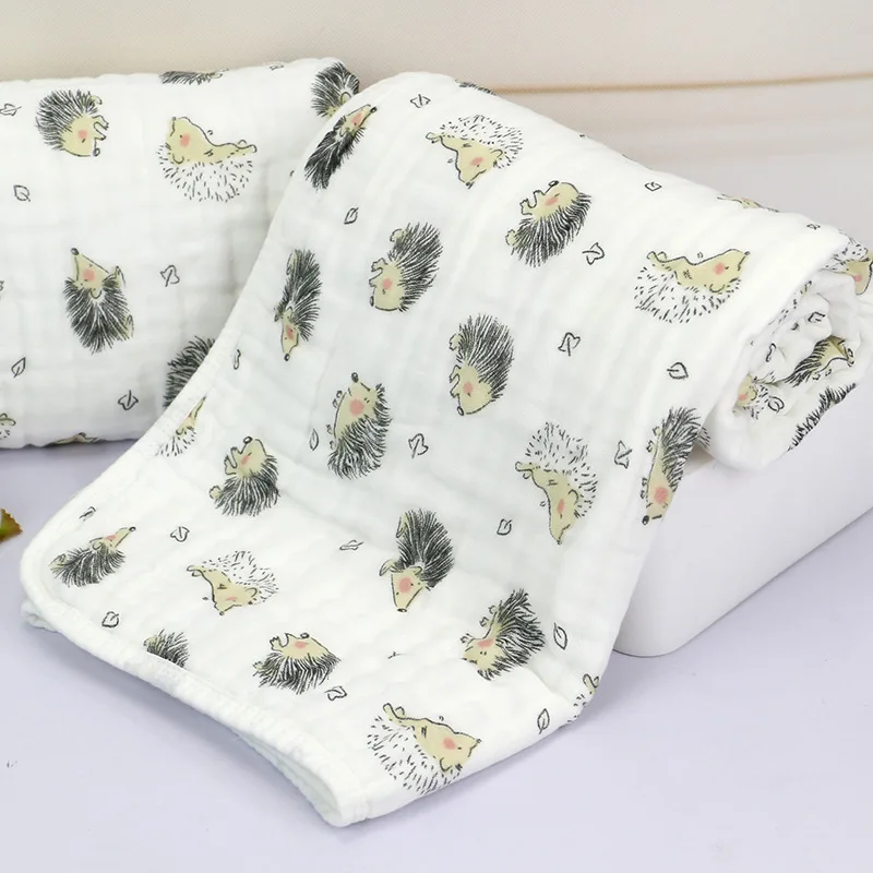 Детское одеяло 110*110 см Муслин Хлопок 3 слоя утолщенный Фламинго новорожденный Пеленальный полотенце детское Пеленальное постельное белье