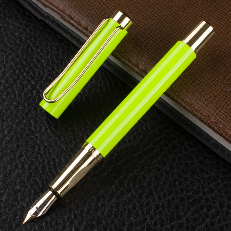 

DIKA WEN 8010 highlighter Yellow pen colour Fine Nib tip luxury school Ink PEN Office Stationery metal Fountain Pen New