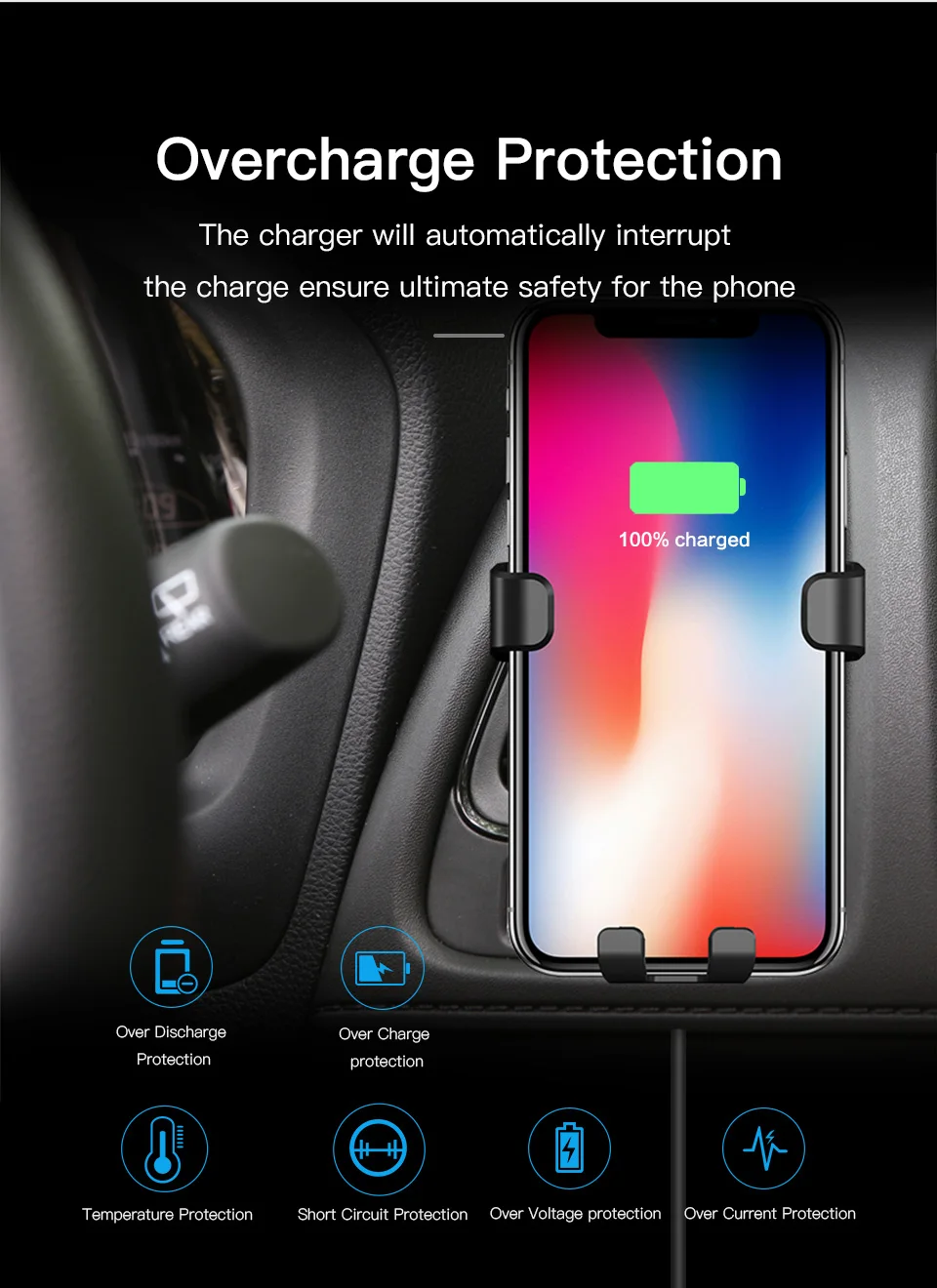 CHOSEAL 10W Qi Car Wireless charger for iPhone Xs XR X8 Fast Wireless Charger for Samsung Galaxy S9 S8 Xiaomi Mix 3 2S (6)