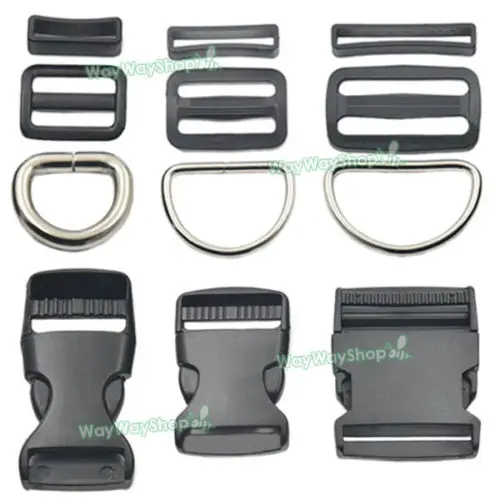 2 Sets Buckles Hook Clip D Dee Ring Side Release Adjustor Triglides dog collar Metal 3//4 19mm Nickle