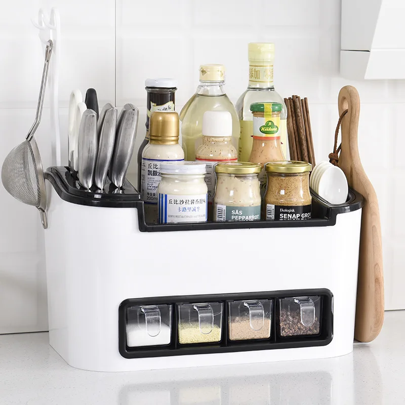 Home Kitchen Storage Box Rack Container Jars Hanging Hook Hanger