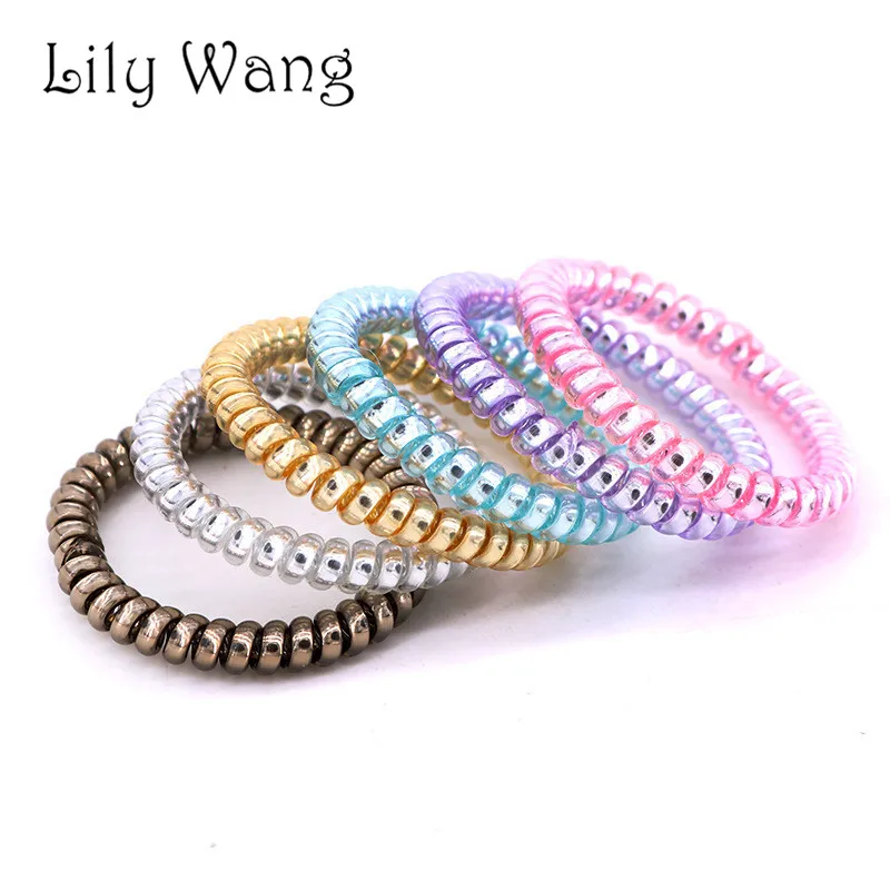 Elastic Hair Bands Telephone Wire scrunchy gum for hair Accessories Rubber Bands Headwear Hair Rope Ties  Spiral Shape  (13)