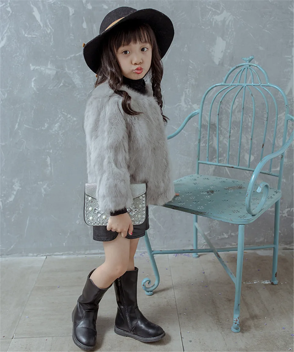Модное детское пальто с кроличьим мехом для девочек, зимняя детская верхняя одежда с натуральным кроличьим мехом, куртка, теплая детская утепленная одежда