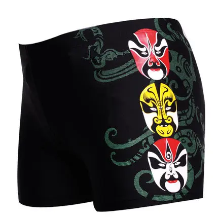 Cheap Free Shopping Men Trunks Swimsuit Chinese Opera Facial Makeup Briefs Men Sports Swimwear Men's Beachwear Popular Surf suit