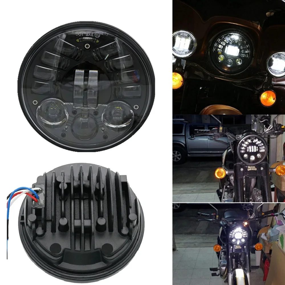 5.75" LED Motorcycle Adaptive Headlight High Low Beam Motor LED