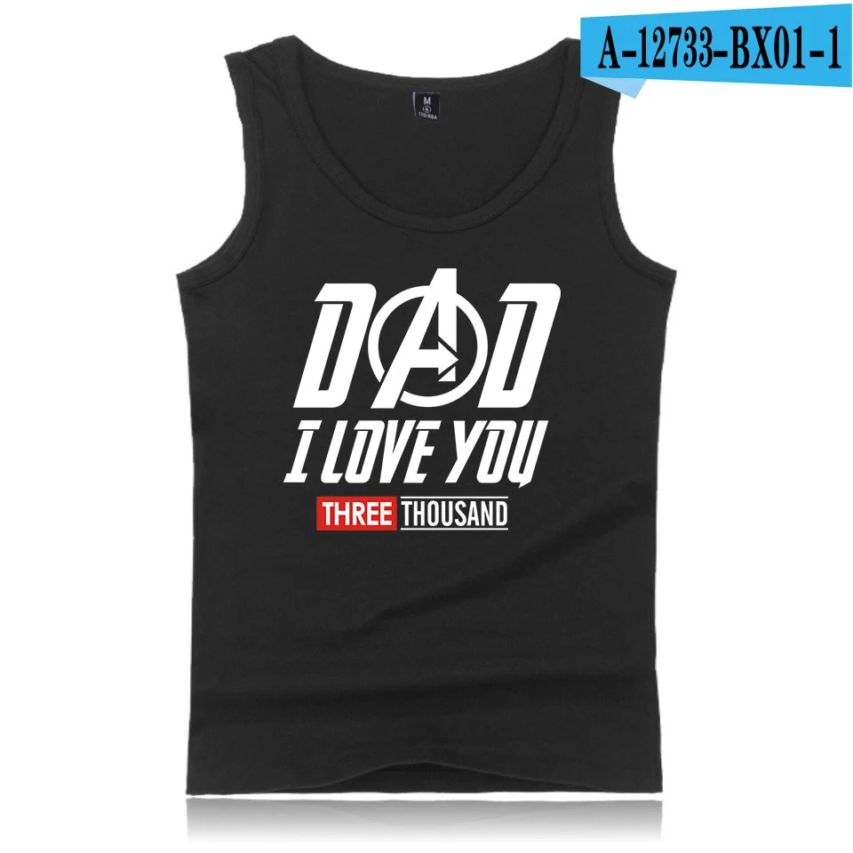 Black Tony Stark майка Мужская Железный человек жилет папа I Love You 3000 раз белая рубашка мужские спортивные майки одежда - Цвет: Black
