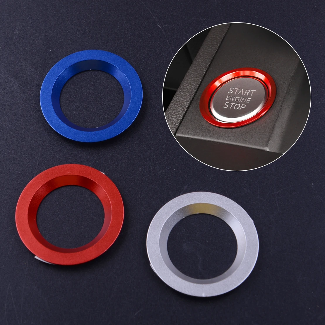 

CITALL Car Auto Engine Start Stop Ignition Switch Push Button Decorative Ring Trim for Land Rover Discovery Sport Evoque 2018