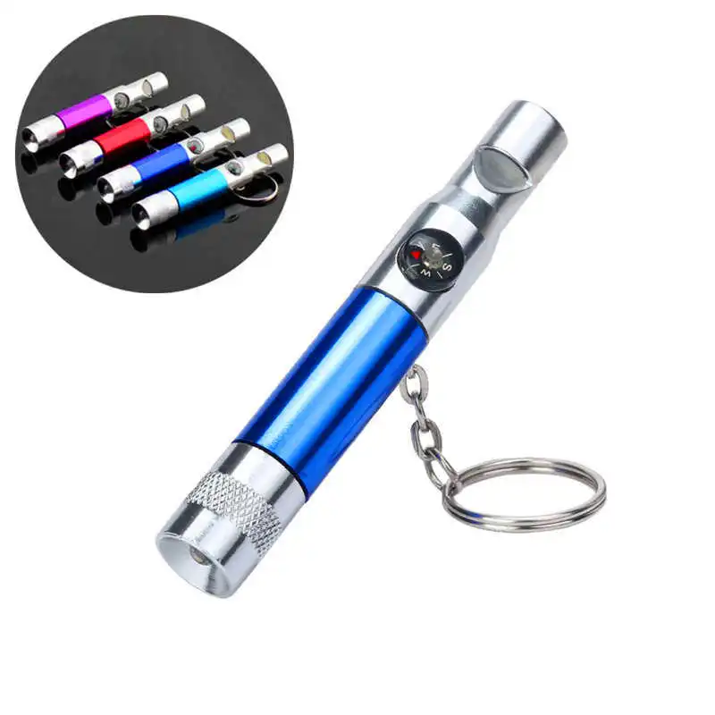 3-In-1 Keychain Flashlight Compass Whistle Camping Survival Hiking Tool powerful led flashlight  random color #4S6 (7)