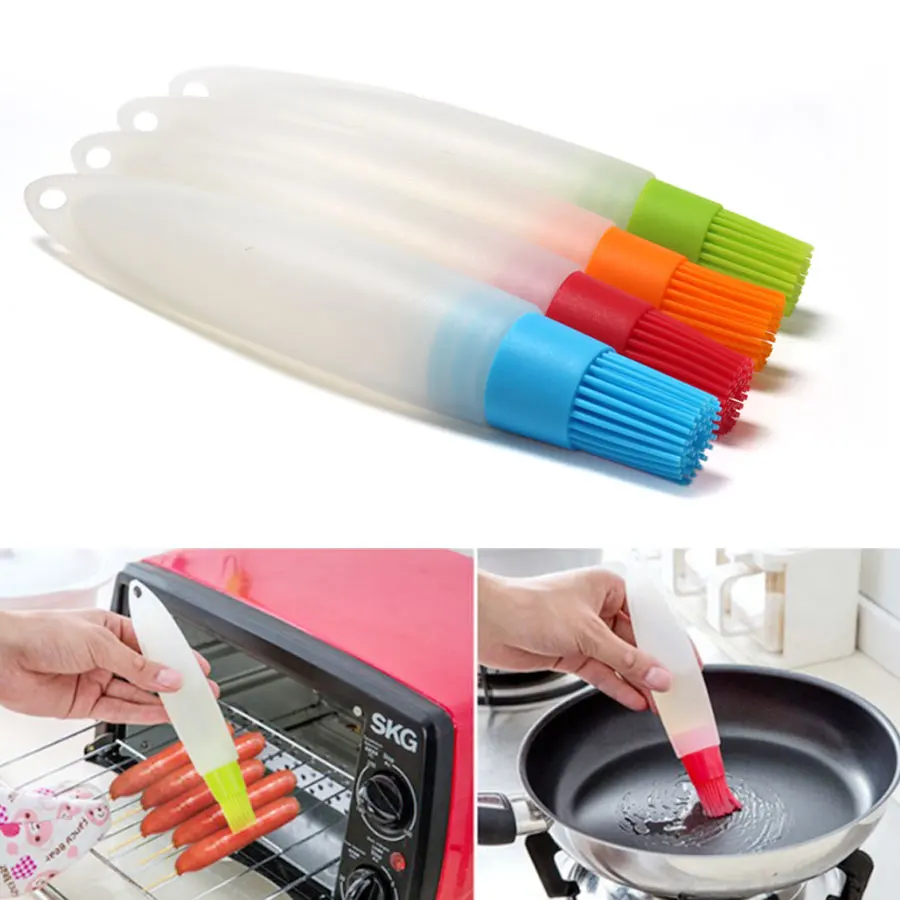 

High Temperature Brush Bake Oil Silicone Oil Bottle Brush Cooking BBQ Barbecue Tools Kitchen Accessories Gadgets 4Colors