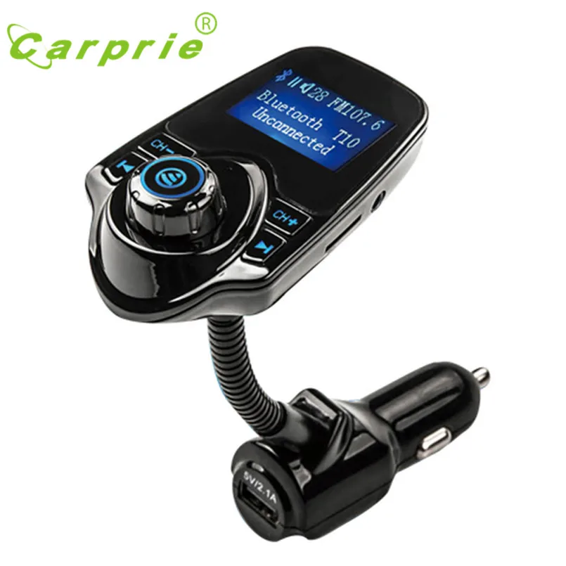 

Carprie T10 Car Kit Handsfree Wireless Bluetooth FM Transmitter MP3 Player USB LCD Modulator Black Kit 5V ABS