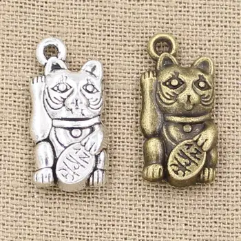 

4pcs Charms Lucky Cat 23x11mm Antique charms,pendant fit,Vintage Tibetan Bronze Silver color,DIY Handmade Jewelry