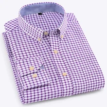 Весна, Новое поступление, Оксфордские мужские рубашки, одноцветные/Полосатые/клетчатые, с длинным рукавом, облегающие, мужские, деловые, повседневные рубашки