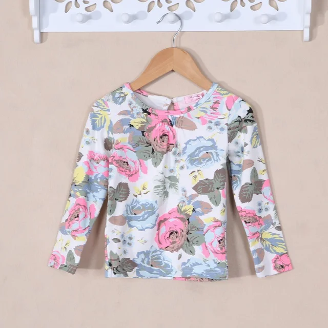 Baby Girls Floral Print T Shirt Toddler Girls Long Sleeve Tops Blouse