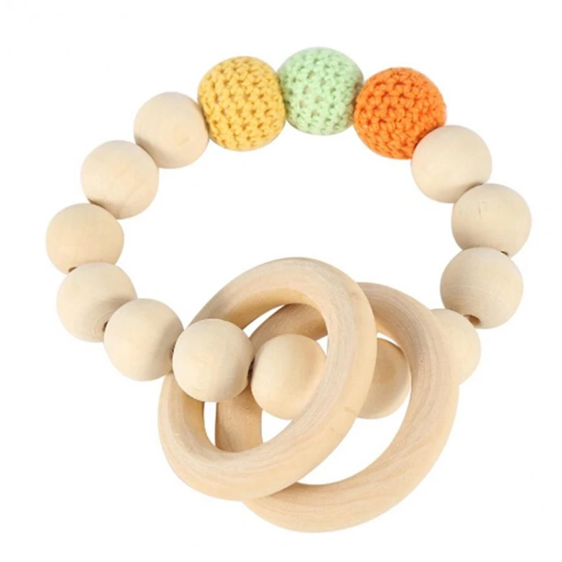 Jouet de dentition en bois naturel 1 pièce | Perles de bois, dents de bébé pour nouveau-né, jouet suspendu poussette, tissage main, Bracelet, jouet de dentition pour enfants
