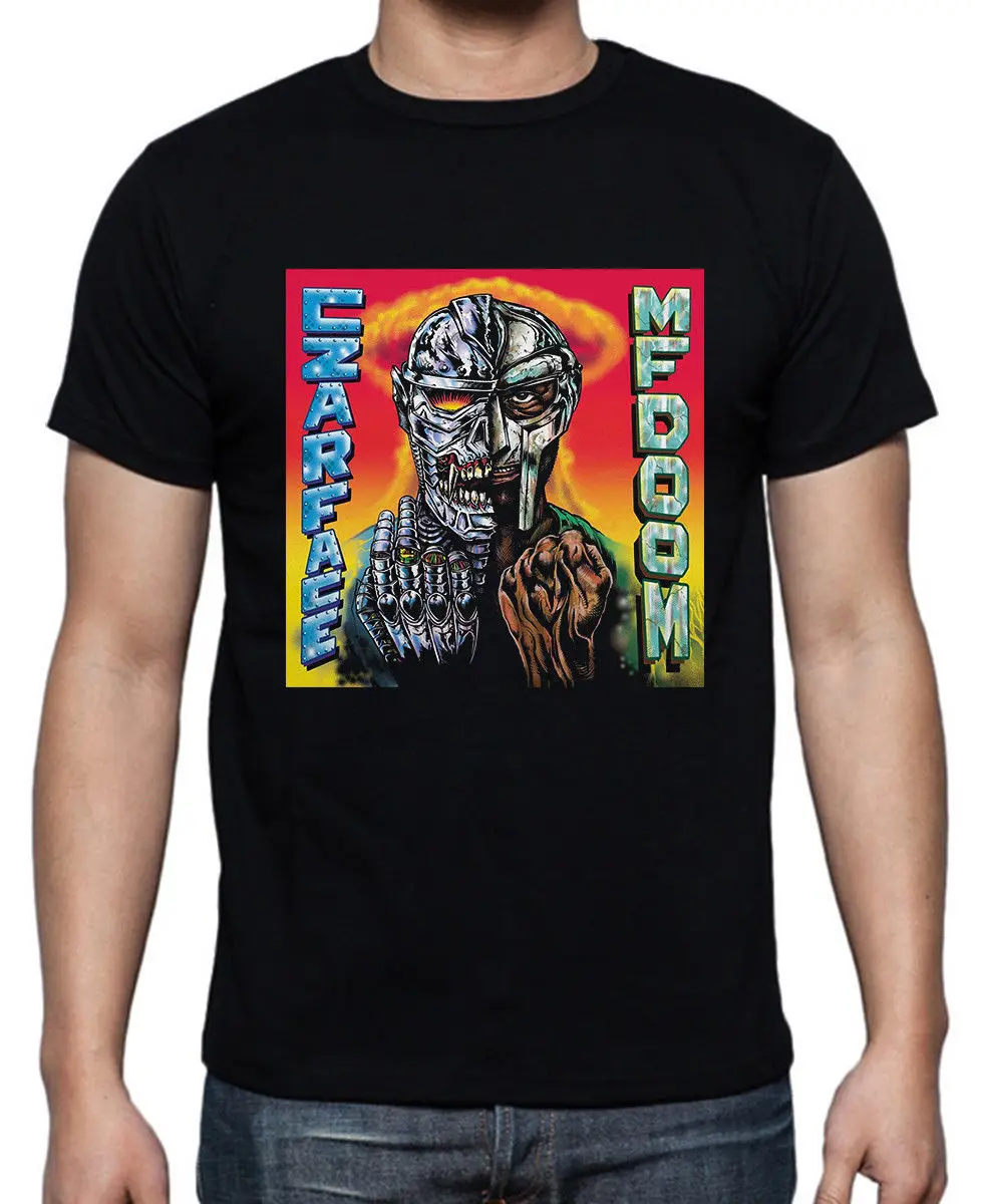 Czarface и MF Doom-Czarface отвечает металла лицо черная футболка футболки Костюмы | Мужская