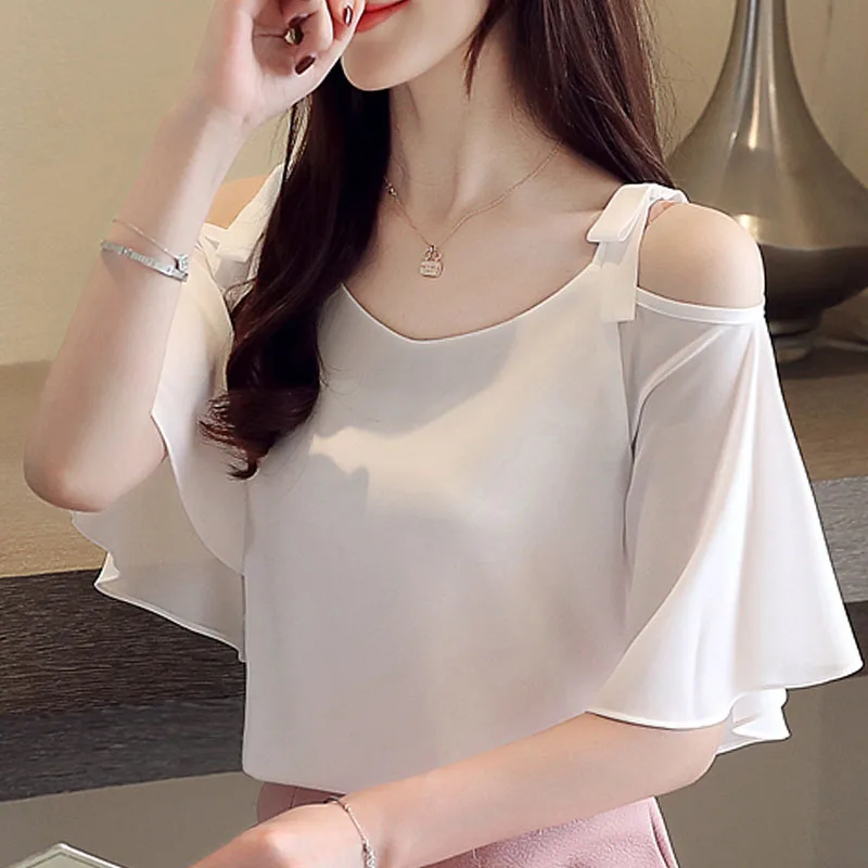 Blusas Mujer De Moda 2021 женская блузка для Для женщин с открытыми плечами Блуза Топ белый