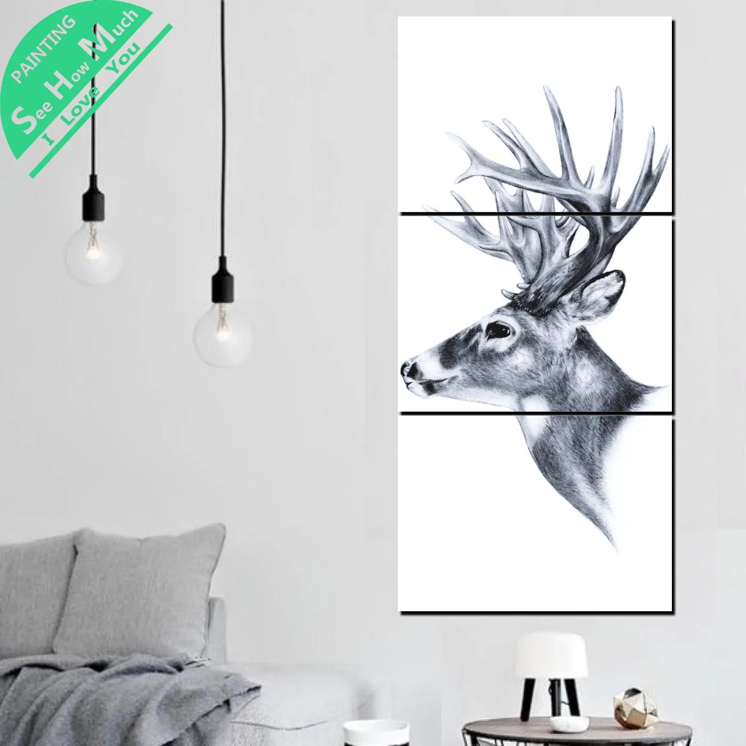 Лучший! 3 шт. Nordic Style Deer Canvas Art Декоративные Картины Стены Плакат Современные Настенные Панно Лучший!