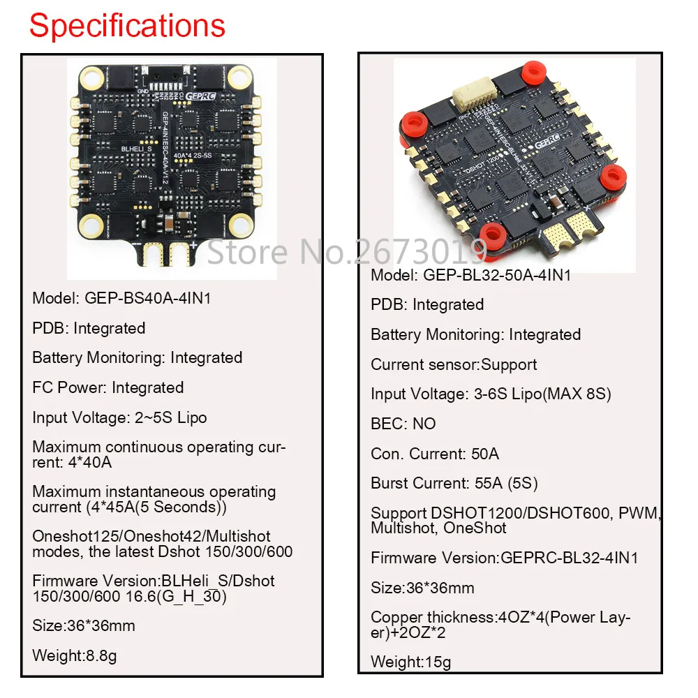 GEPRC SPAN 2 ~ 6S 40A ESC /3 50A 4in1 бесщеточный с BLHeli_S/BLHeli32 30 5*30 5 мм монтажные отверстия для FPV