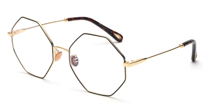 Peekaboo, оптические очки, оправа для женщин, Ретро стиль,, золото, металл, негабаритные, восьмиугольные, полигональные очки для защиты компьютера, для мужчин - Цвет оправы: gold with black