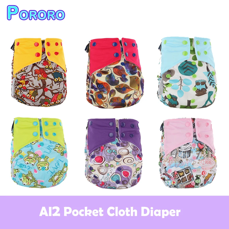 2019 Pororo Cute Diaper Reusable Baby Diapers AI2 Inserts Microfiber Bamboo Nappy Washable