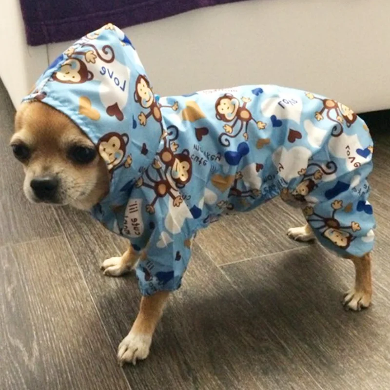 Waterproof Pet Dog Clothes for Small Dogs Rain Coat Jacket Hooded Dog