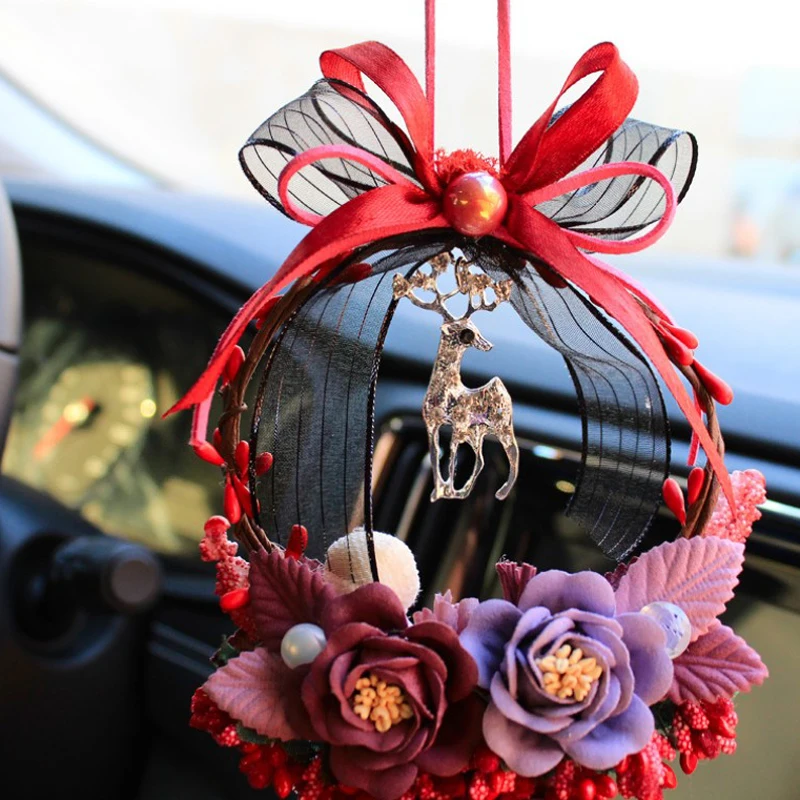 Auto Anhänger Schmuck Kristall Deer Hanging Girlanden Blumen