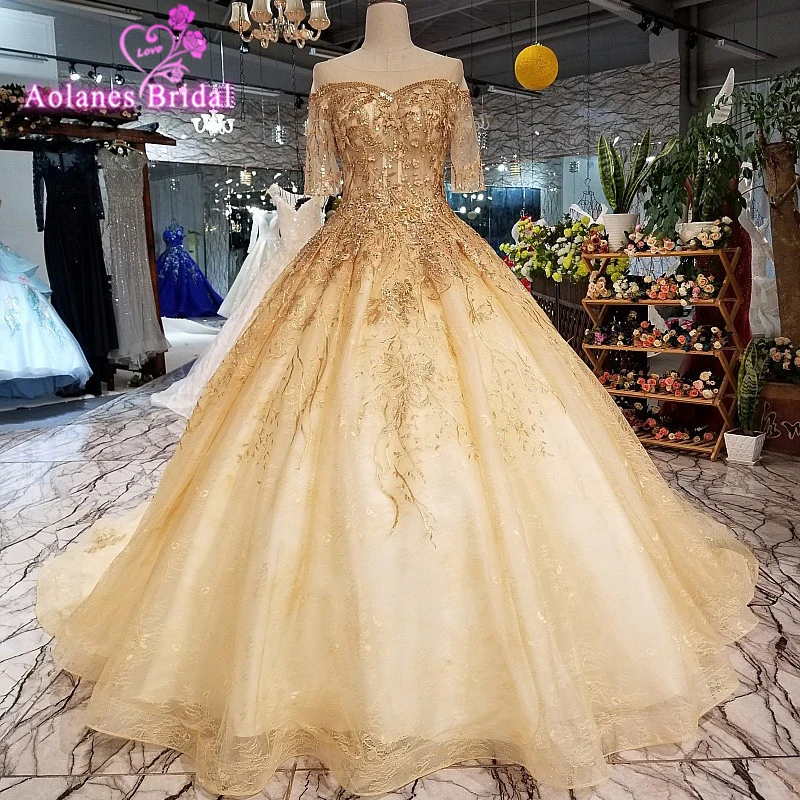 gold wedding dresses 2018