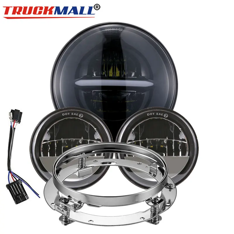 

7Inch LED DRL Headlight +4.5Inch Fog Passing Lights Lamps Headlight Mounting Bracket Ring For Street Glide