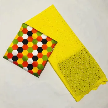 

Digital Printed Silk Fabrics With 100% Swiss Cotton Voile Lace 3+2.5 yards/lot African Lace Fabric Swiss Voile Lace High Quality