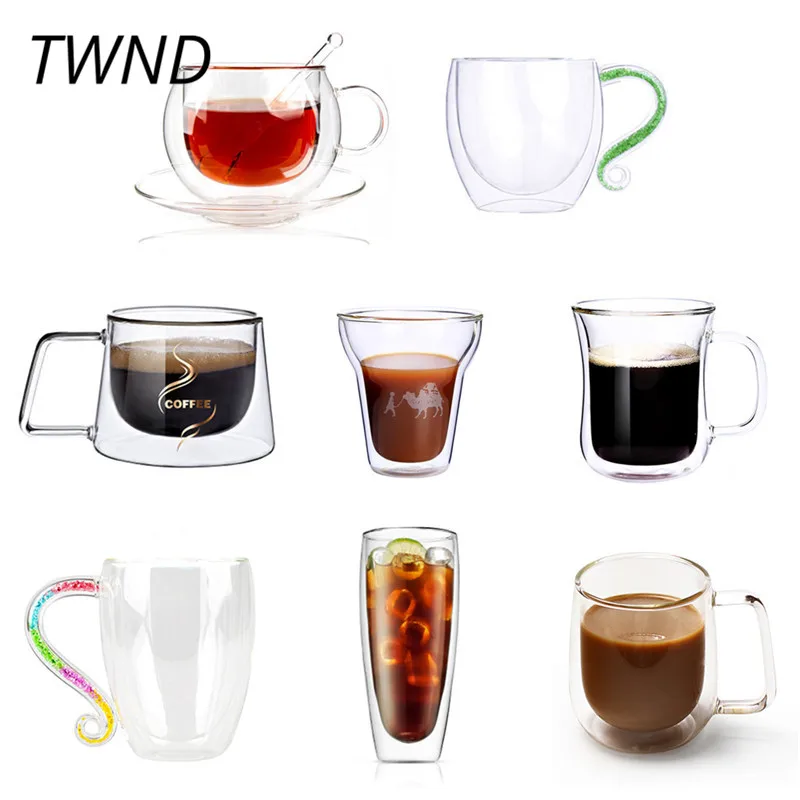 

Double wall glass coffee mugs tea milk cups and mugs beer glasses creative drinkware
