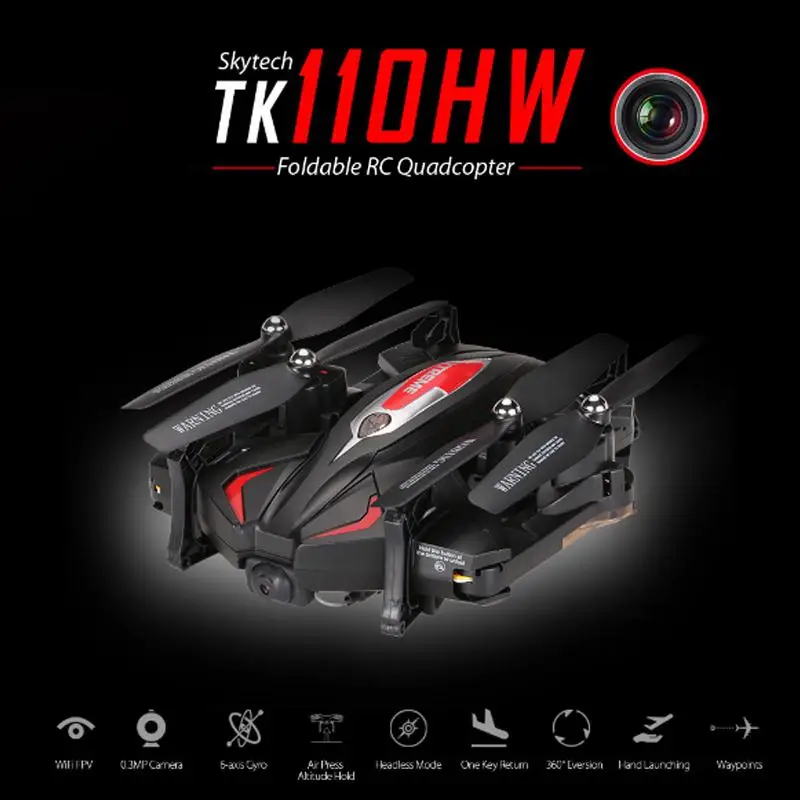 

2017 TK110HW FPV Mini Drone With Camera 0.3MP Wifi Foldable Selfile Drone RC Quadcopter Helicopter Aircraft Video RTF Dron