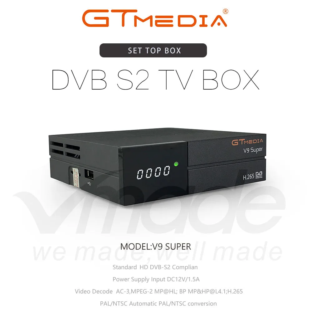 GT медиа V9 супер HD спутниковый ресивер DVB-S2 H.265 встроенный wifi+ 1 год Европа Испания CCcam tv Box новейшая версия V8 Super