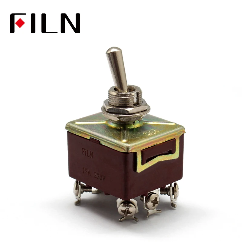 AC 250V 15A Amps OnOff Toggle Switches 2 Position DPST 4 Screw Terminals Electric Switch For Switching Lights Motors (6)
