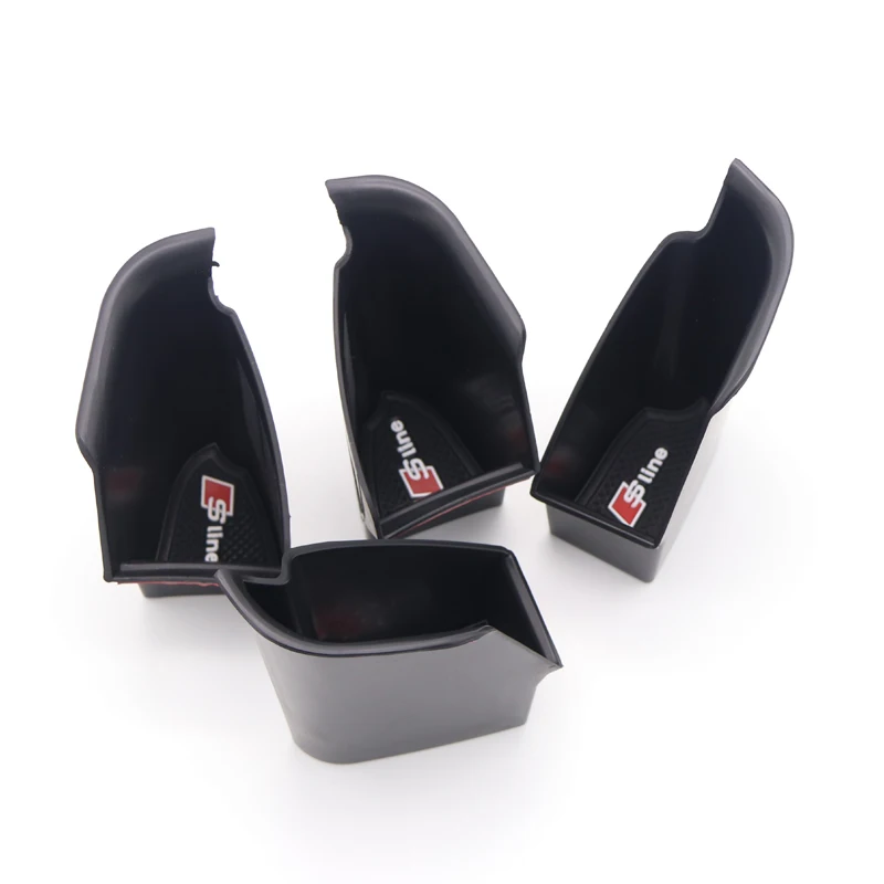 

Car Styling Plastic Car Door Handle Storage Box Phone Holder Container Tray 4pcs For Audi Q5 2018 2019 Auto Accessory