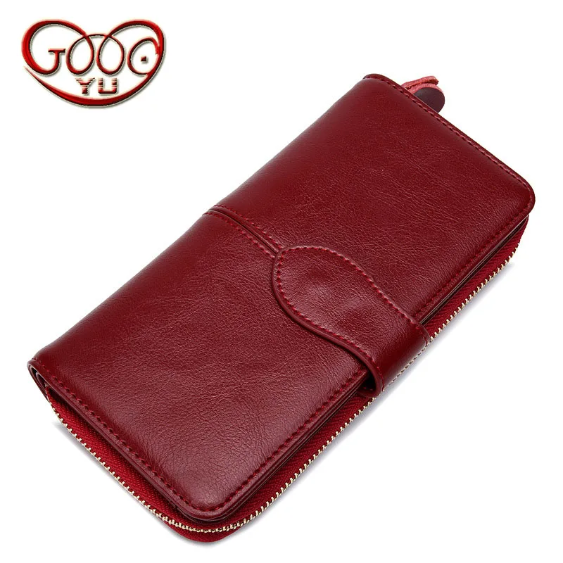

Long ladies cattle two leather wallet retro fashion zipper wallet Europe and the United States simple and practical wallet handb