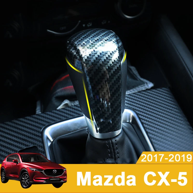

For Mazda 2 3 6 CX-3 CX-9 CX-5 CX5 2017 2018 2019 4D Carbon fiber Car Gear Shift Knob Gear Head Cover Sticker Trim Accessories