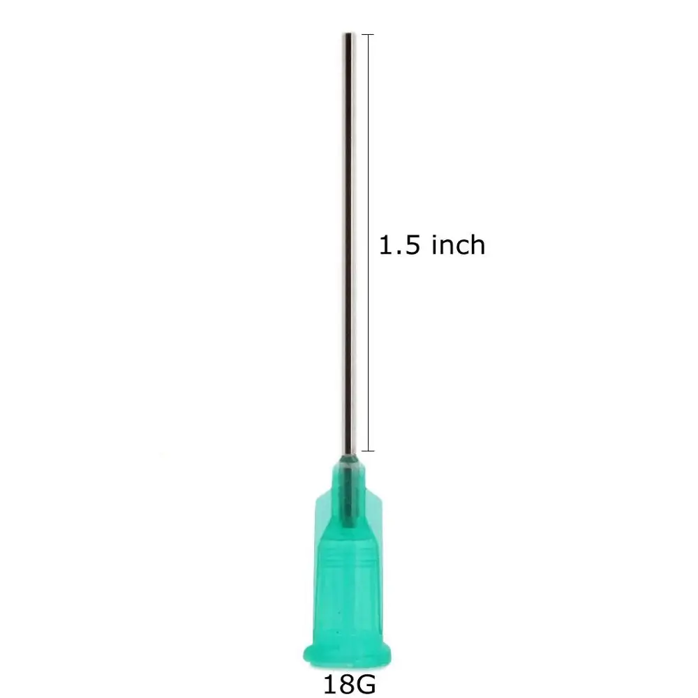 Blunt Tip Dispensing Needles With Luer Lock 18Gauge 1.5inch/38mm.Plastic Injection Needle.Syringe Needle 18Ga, 100pcs/bag